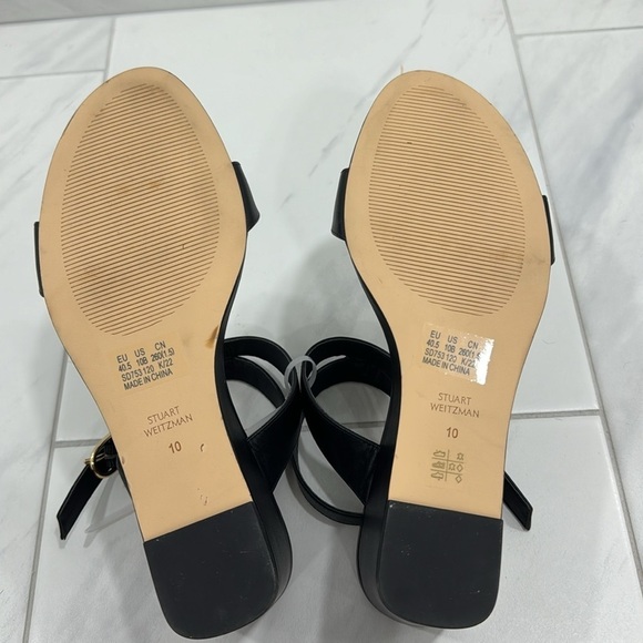 NEW! STUART WEITZMAN Black Avenue Leather Wedge Sandals - Size 10US/EU40.5 - Picture 11 of 13